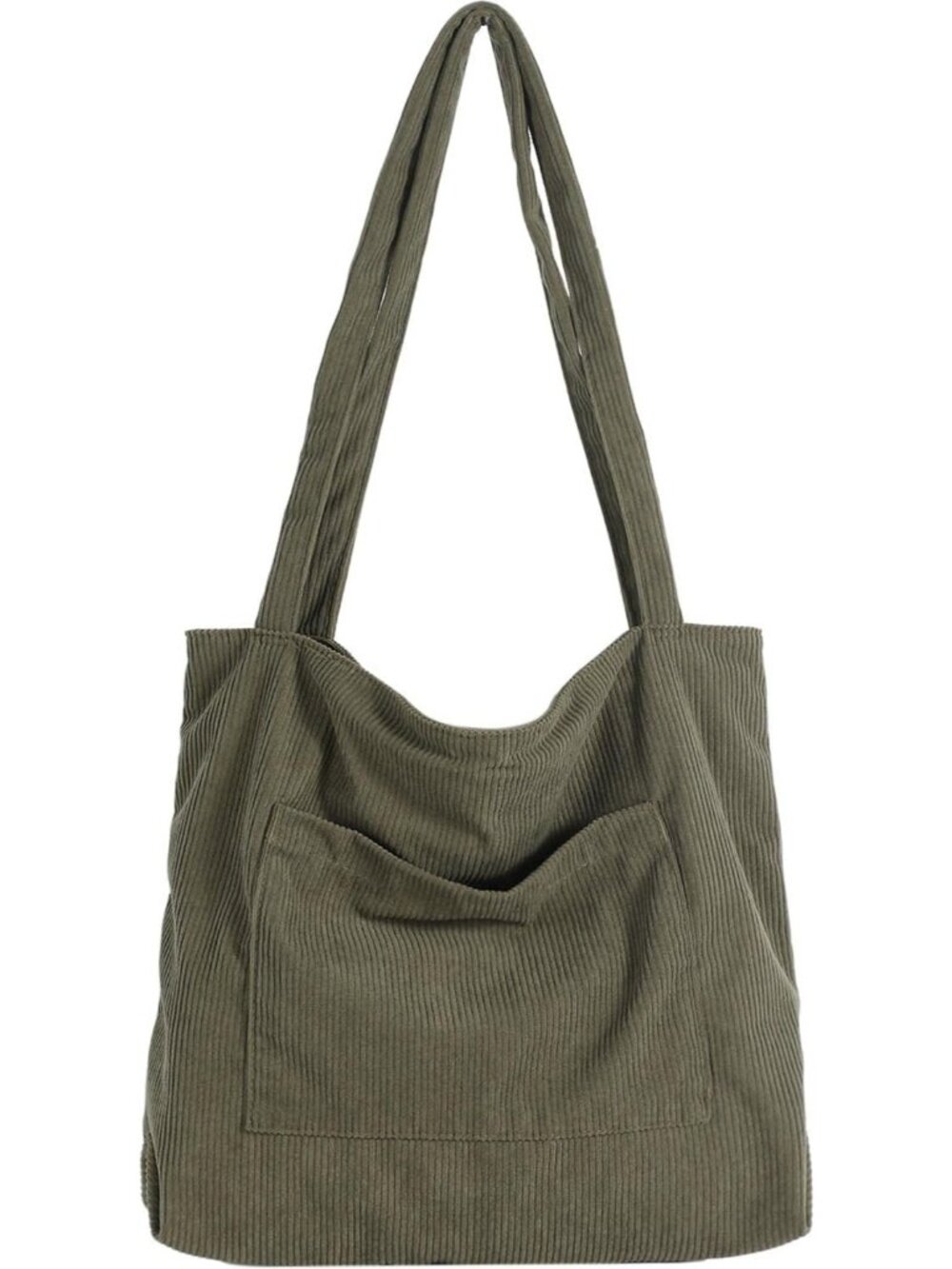 Women's Green Corduroy Large Shoulder Hobo Bags Casual Big Capacity Tote Bag
